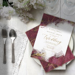 Invitation Marble Glitter Wedding Burgundy Gold ID644<br><div class="desc">An abstract background reminiscent of marble in shades of burgundy veined with glittering gold is the backdrop for elegant script text and modern design layouts in the pieces of this beautiful wedding suite. The wedding invitation shown here features the above plus optional flowing script text of 'wedding' and a template...</div>