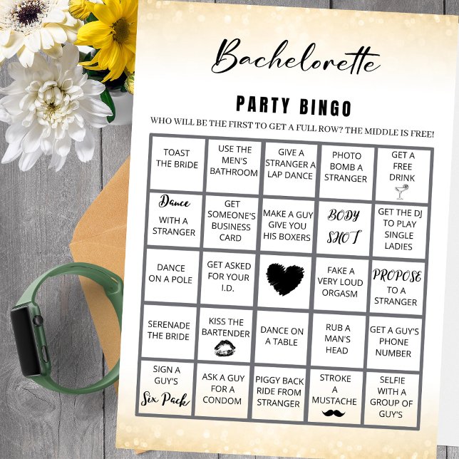 Invitation Marble Gold Bachelorette Bingo Partie Jeu (Créateur téléchargé)