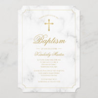 Marbre blanc Baptême Gold Cross Script