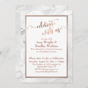 Invitation Marbre blanc de cuivre fêter avec nous Mariage amu