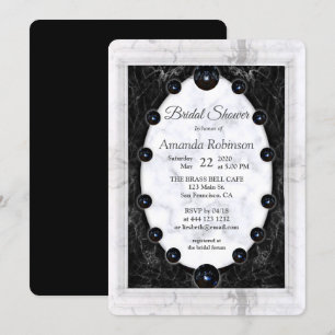 Invitation Marbre blanc et noir opulent + sphères
