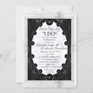 Invitation Marbre blanc et noir opulent + sphères
