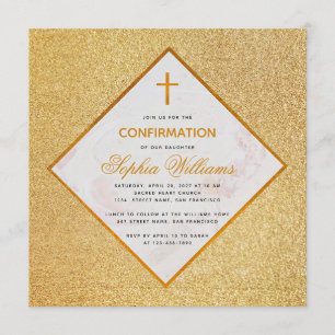 Invitation Marbre blanc Faux Gold Foil