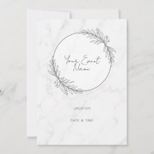 Invitation Marbre Blanc Feuille Grise