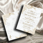 Invitation Marbre blanc Floral dentelle islamique Mariage mus<br><div class="desc">Marbre blanc Floral Or dentelle musulmane Faire-part de mariage Invitation Front : Une toile de fond en marbre blanc immaculé ouvre la voie à cette élégante invitation de mariage. Les contours flornaux délicats, qui rappellent les dentelles complexes, sont positionnés dans des coins opposés, créant un design équilibré et visuellement attrayant....</div>