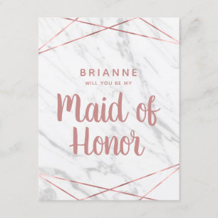 Invitation Marbre Blanc Geo Serez-vous ma Demoiselle d'Honneu
