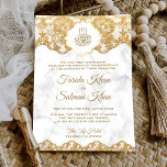 Invitation Marbre blanc Gold Foil Lace islamique musulman Mar<br><div class="desc">Éblouissez vos invités avec cet invitation de mariage élégant avec une belle dentelle en faux or avec "Bismillah" en calligraphie arabe. Ajoutez simplement les détails de votre événement sur ce modèle facile à utiliser pour en faire une invitation unique.</div>