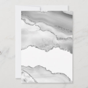 Invitation Marbre Blanc Gris Agate Simple Paillettes Argentée