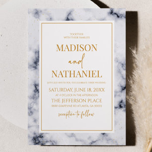 Invitation Marbre blanc gris or Marbre élégant mariage