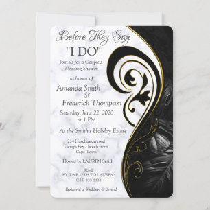 Invitation Marbre blanc moderne Wedding shower Abstrait noir