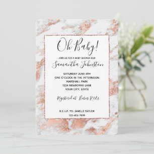 Invitation Marbre Blanc Pailleté Or Rose Élégant