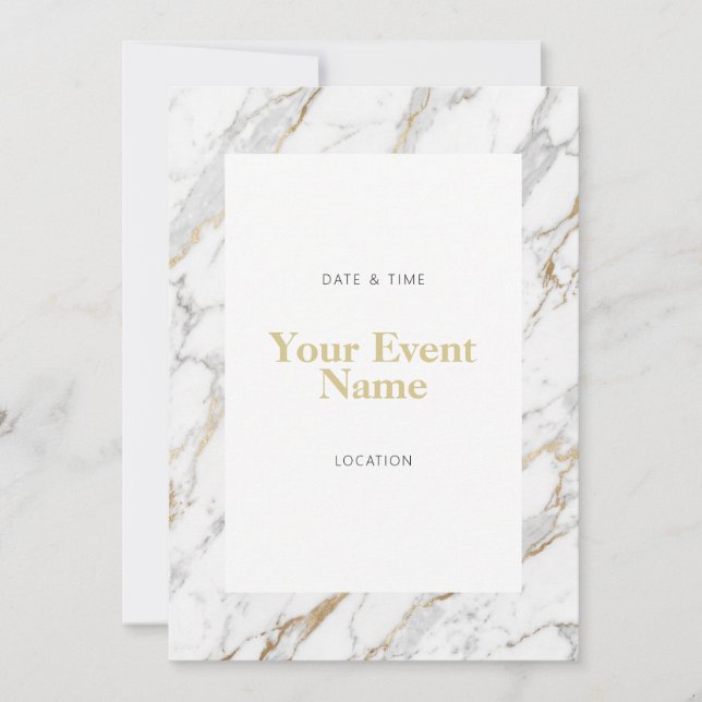 Invitation Marbre Blanc Veine Dorée (Devant)
