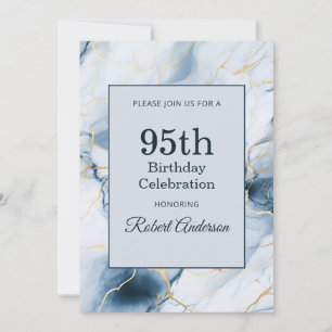 Invitation Marbre Bleu Clair 95e Anniversaire