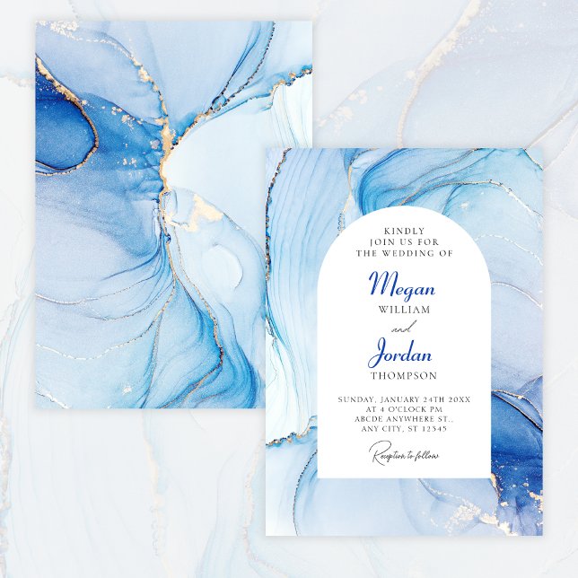 Invitation Marbre bleu mariage abstrait (Créateur téléchargé)
