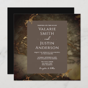 Invitation Marbre Brown et or Mariage