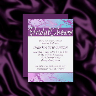 Invitation Marbre chic Glam violet violet violet bleu Ombre