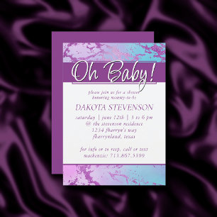 Invitation Marbre chic   Glam violet violet violet bleu Ombre