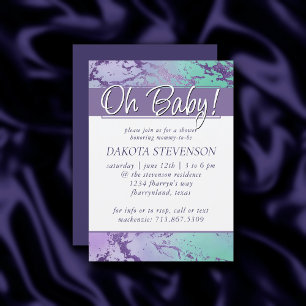 Invitation Marbre chic Lavande violet et vert menthe