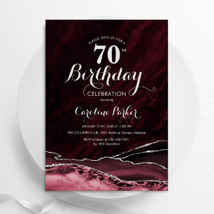 Invitation Marbre d'Agate d'Argent Bourgogne 70e anniversaire