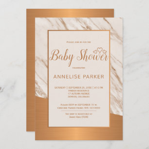 Invitation Marbre de cuivre tendance glam élégant baby shower