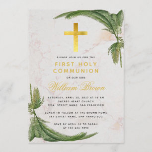 Invitation Marbre de la Croix d'or de la première communion