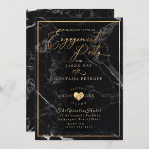Invitation Marbre de la partie d'engagement PixDezines/Gold d