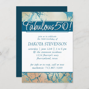 Invitation Marbre de luxe   Beau corail et Turquoise Fabuleux