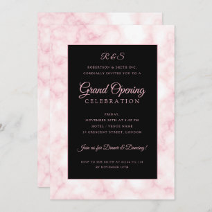 Invitation Marbre d'or rose Entreprise Grand Ouverture Noir
