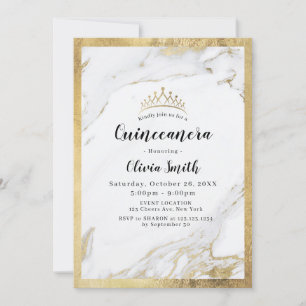 Invitation Marbre doré faux moderne Quinceanera
