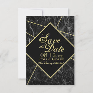 Invitation Marbre et Or Art Déco Géométrique Enregistrer la D