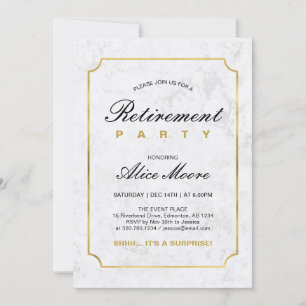 Invitation Marbre et or élégant   Parti de retraite surprise