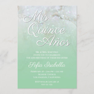 Invitation Marbre Étincelant Vert Menthe Ombré Mis Quince Ans