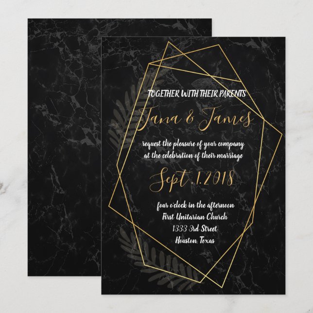 Invitation Marbre Faux Géométrique (Devant / Derrière)