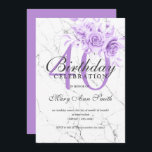 Invitation Marbre floral violet 40e anniversaire de fête<br><div class="desc">Elégante fête d'anniversaire 40e modèle d'invitation en marbre fleuri violet. Doté d'un arrangement floral moderne.</div>