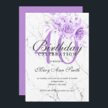 Invitation Marbre floral violet 40e anniversaire de fête<br><div class="desc">Elégante fête d'anniversaire 40e modèle d'invitation en marbre fleuri violet. Doté d'un arrangement floral moderne.</div>