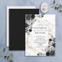 Marbre géométrique noir blanc Mariage floral