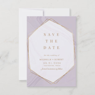 Invitation marbre géométrique or Photo Enregistrer la date