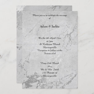 Invitation Marbre gris argenté Imprimer Mariage simple