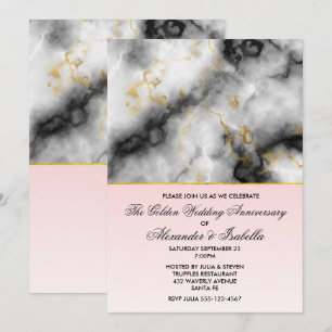 Invitation Marbre gris blanc moderne pour anniversaire