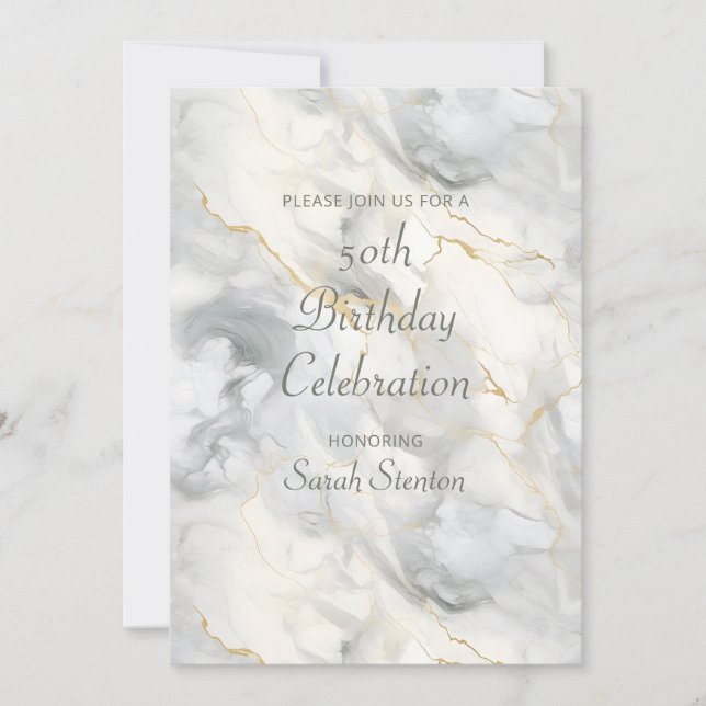Invitation Marbre gris clair 50e anniversaire (Devant)