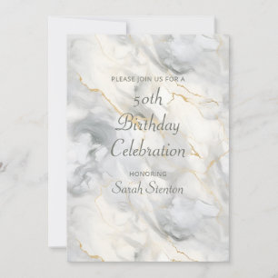 Invitation Marbre gris clair 50e anniversaire
