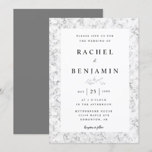 Invitation marbre gris élégant mariage moderne chic simple