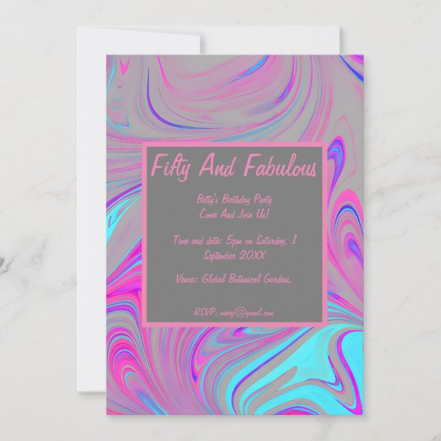 Invitation Marbre Liquide Cinquante Et Fabuleux anniversaire (Devant)