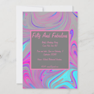 Invitation Marbre Liquide Cinquante Et Fabuleux anniversaire