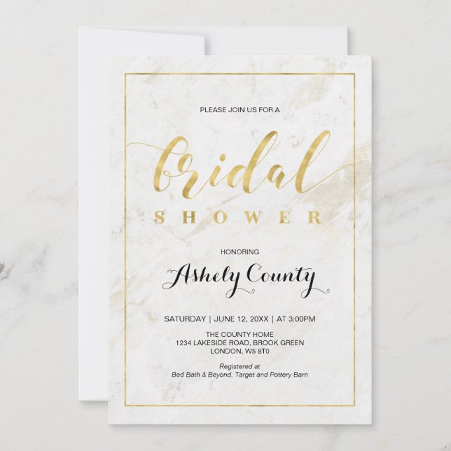 Invitation Marbre | Mariage Simple Typographie Moderne (Devant)