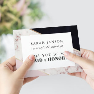 Invitation Marbre moderne chic Maid of Honor