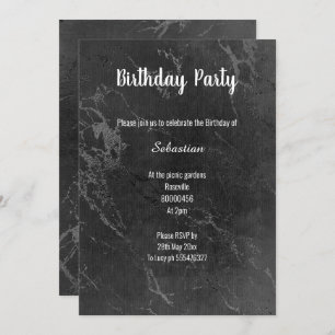 INVITATION MARBRE NOIR SIMPLE TOUTE OCCASION ANNIVERSAIRE