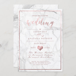 Invitation Marbre PixDezines/Rose Gold/Mariage Faux