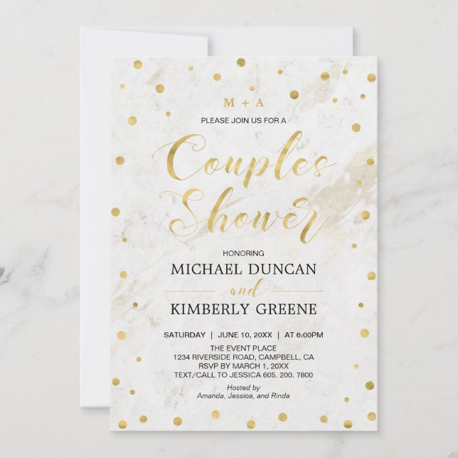 Invitation Marbre & pois | Réception de mariage pour couples  (Devant)