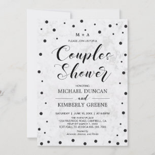 Invitation Marbre & pois   Réception de mariage pour couples 